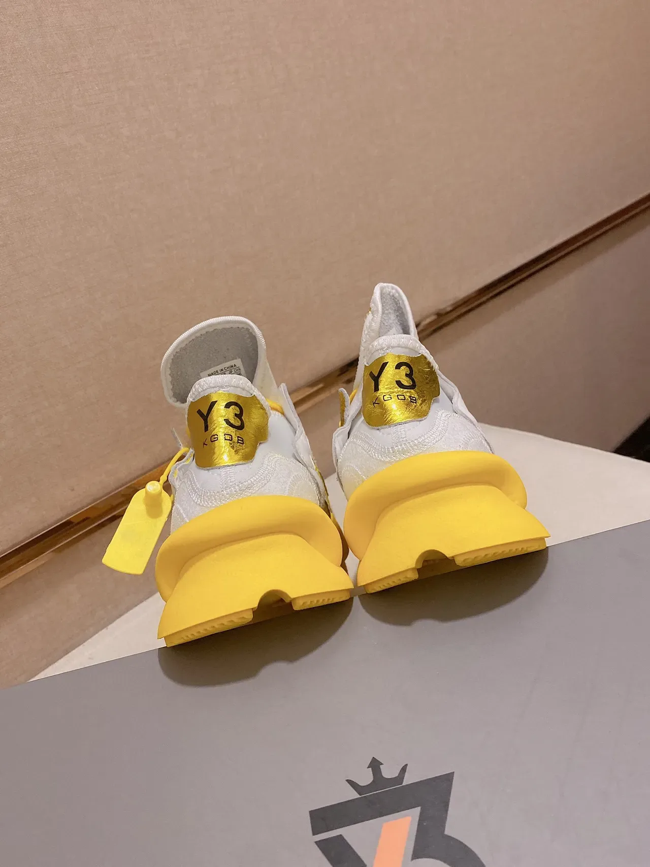 Y-3 Runner White and Yellow Chunky Sneakers 4