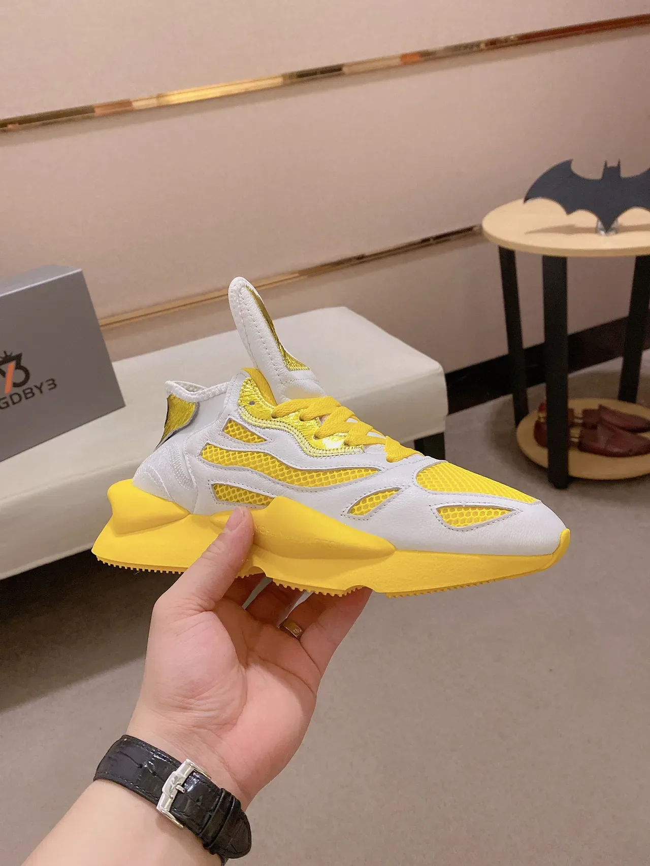 Y-3 Runner White and Yellow Chunky Sneakers 7