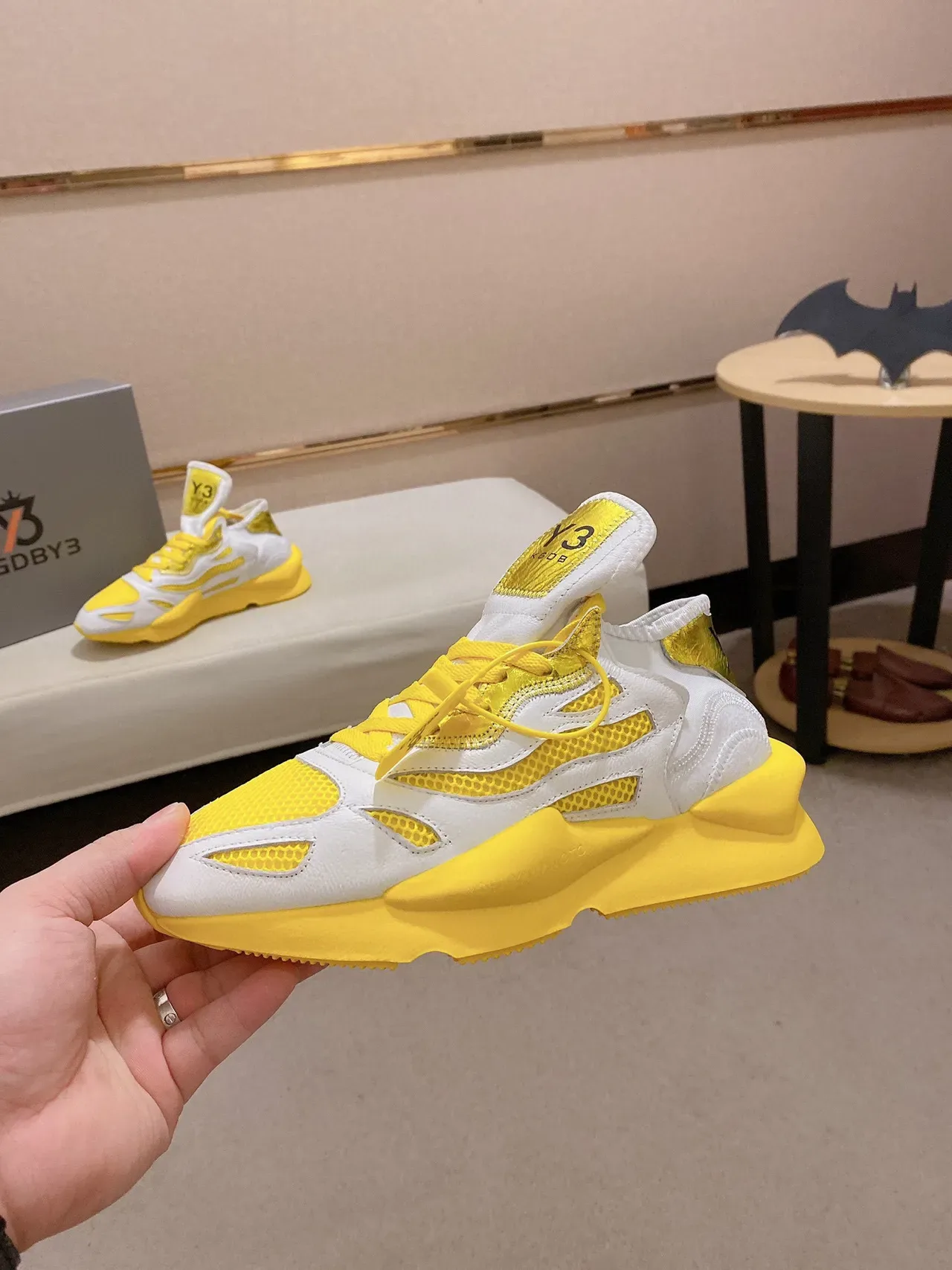 Y-3 Runner White and Yellow Chunky Sneakers 8