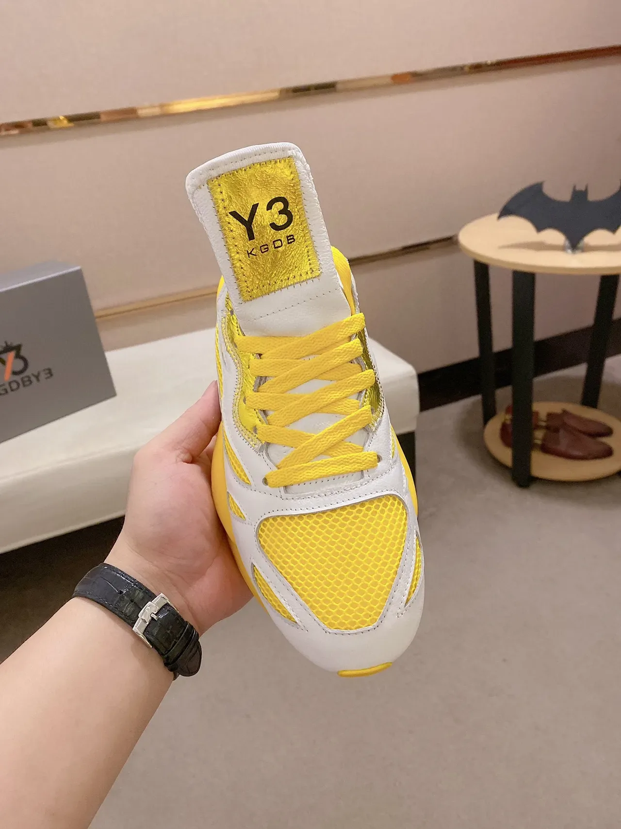 Y-3 Runner White and Yellow Chunky Sneakers 9