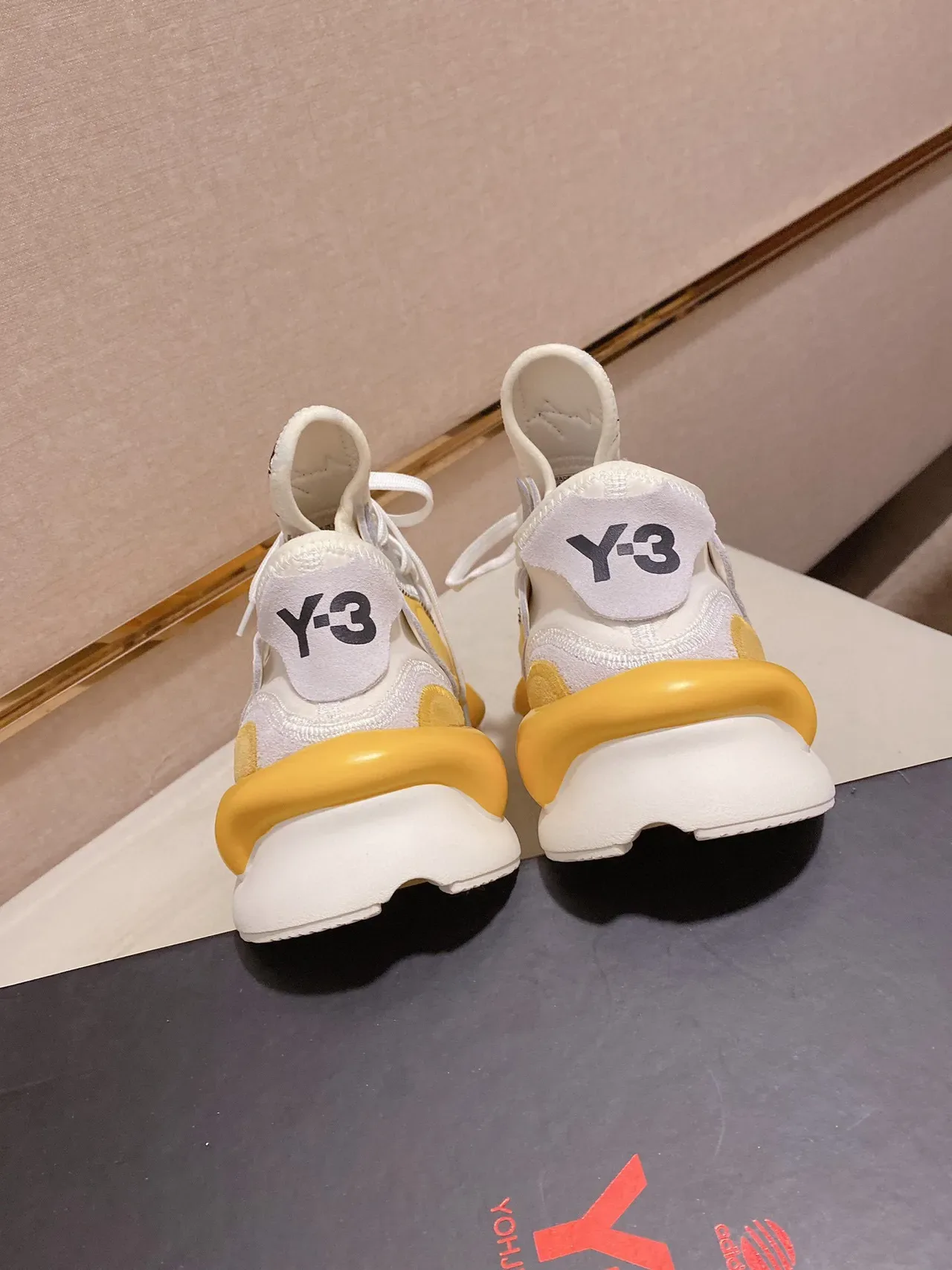 Yohji Yamamoto Yellow White Asymmetrical Layered Upper Sculpted Dual-Density Midsole Lifestyle Sneakers 3