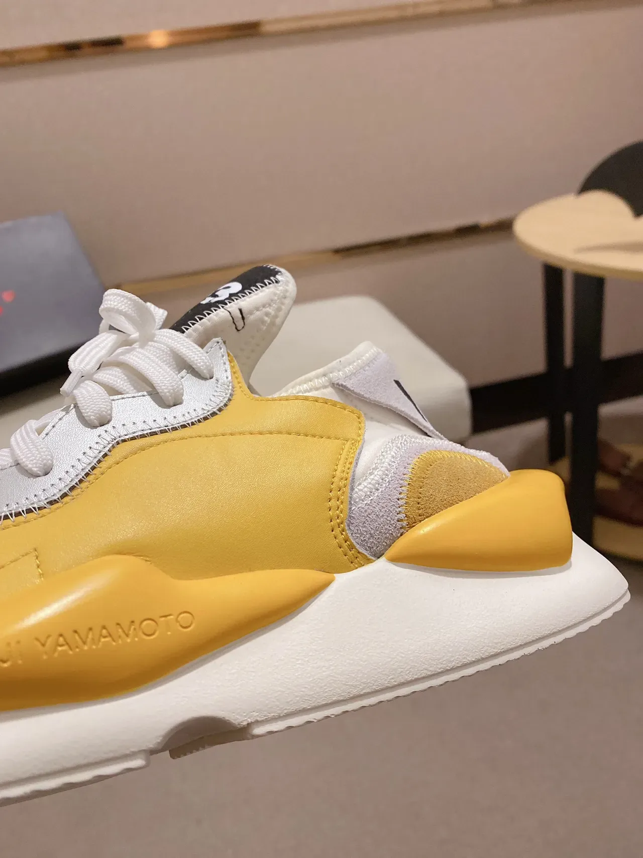 Yohji Yamamoto Yellow White Asymmetrical Layered Upper Sculpted Dual-Density Midsole Lifestyle Sneakers 4