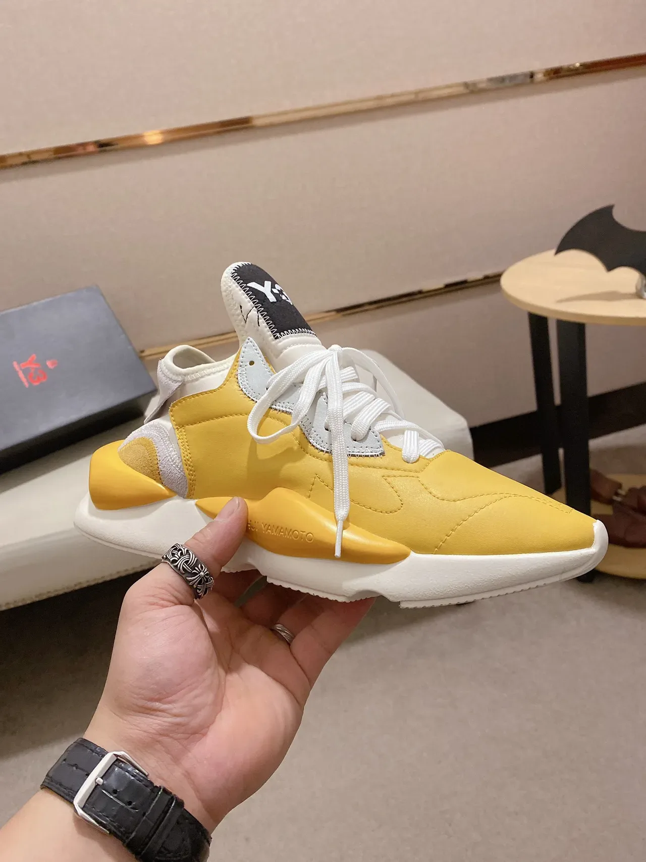 Yohji Yamamoto Yellow White Asymmetrical Layered Upper Sculpted Dual-Density Midsole Lifestyle Sneakers 6
