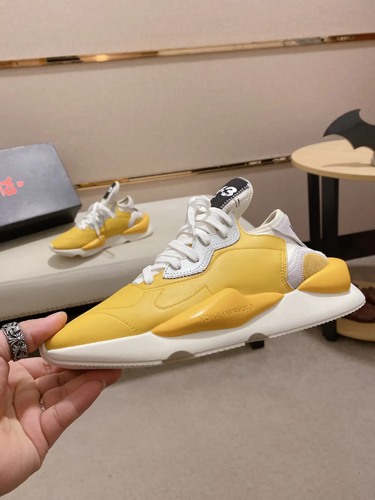 Yohji Yamamoto Yellow White Asymmetrical Layered Upper Sculpted Dual-Density Midsole Lifestyle Sneakers 7