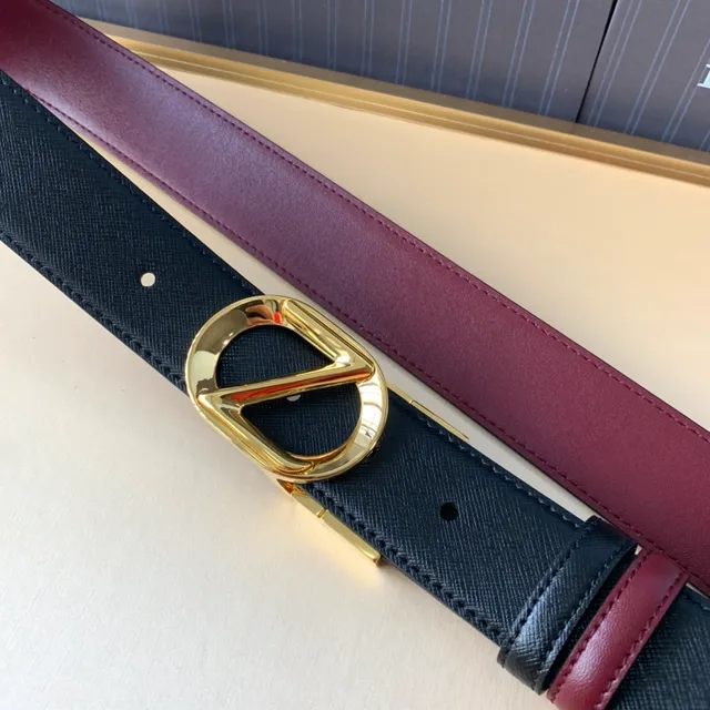 Zegna Noir Bordeaux Réversible Bi-Ton Texturé Extérieur Cuir Ceinture 2