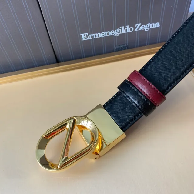 Zegna Noir Bordeaux Réversible Bi-Ton Texturé Extérieur Cuir Ceinture 4