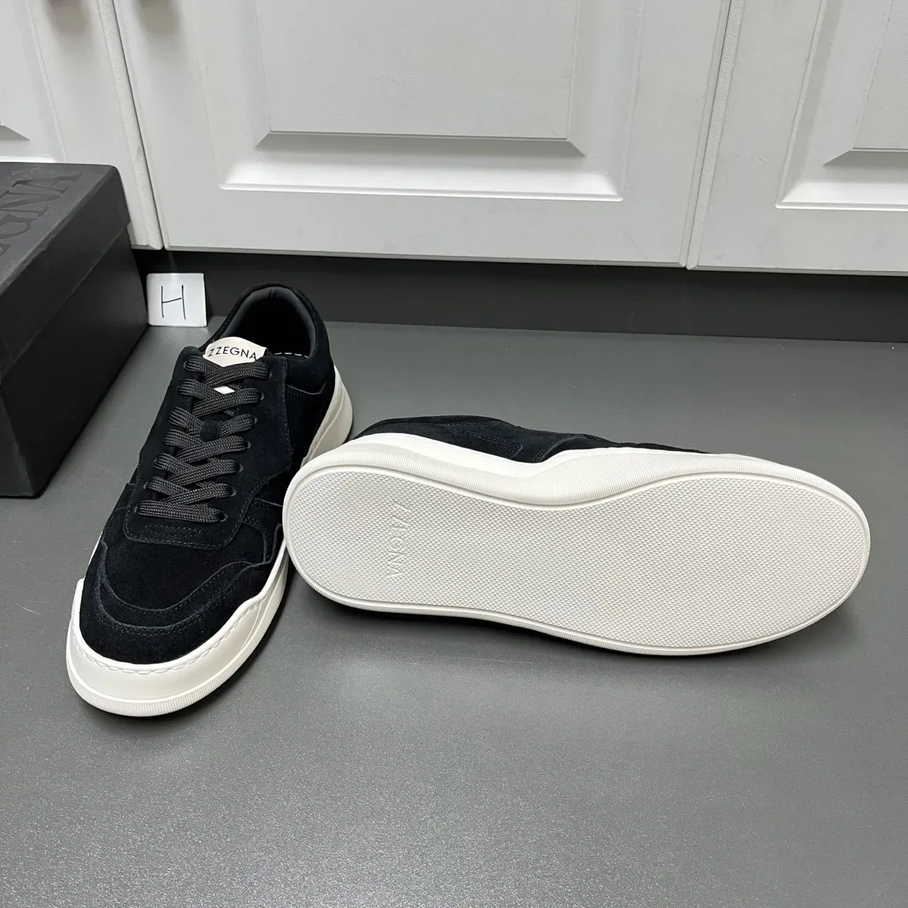 Zegna Lifestyle Sneaker Black White Suede Upper Layered Panel Construction Sneakers 2