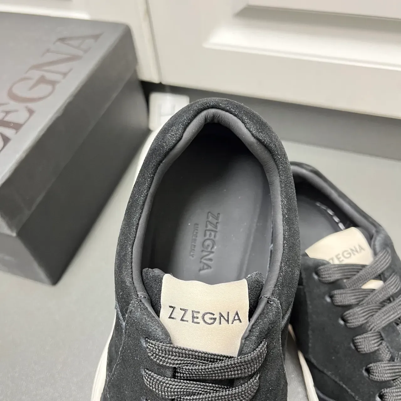 Zegna Lifestyle Sneaker Black White Suede Upper Layered Panel Construction Sneakers 5