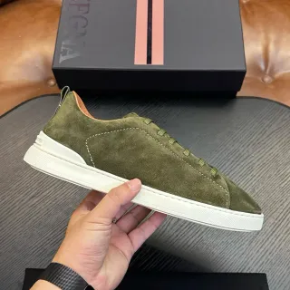 Zegna Olive Green Suede Lifestyle Sneakers