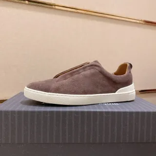 Zegna Slip-On Suede Brown Lifestyle Sneakers