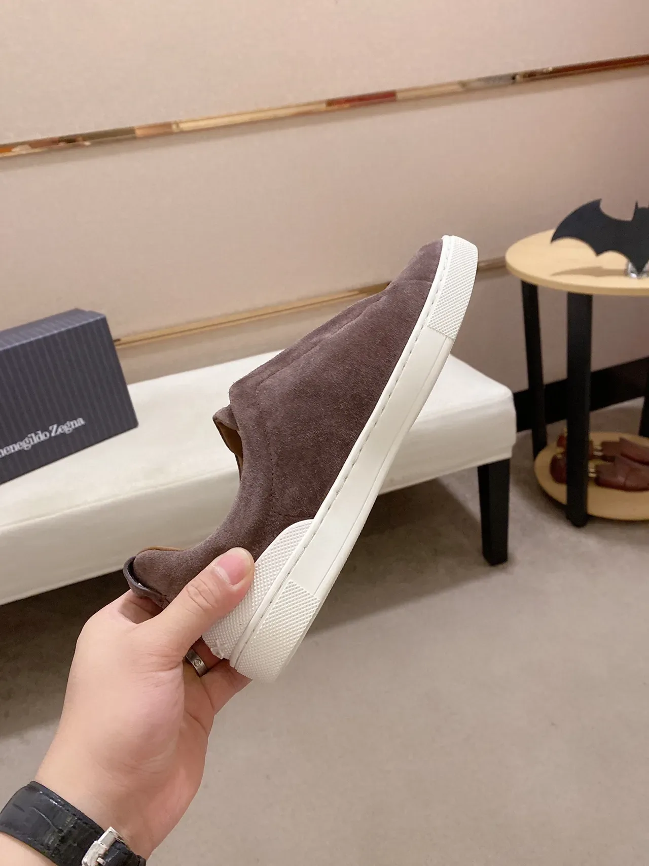 Zegna Slip-On Suede Brown Lifestyle Sneakers 7
