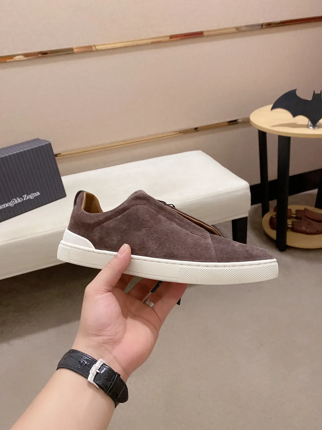 Zegna Slip-On Suede Brown Lifestyle Sneakers 8