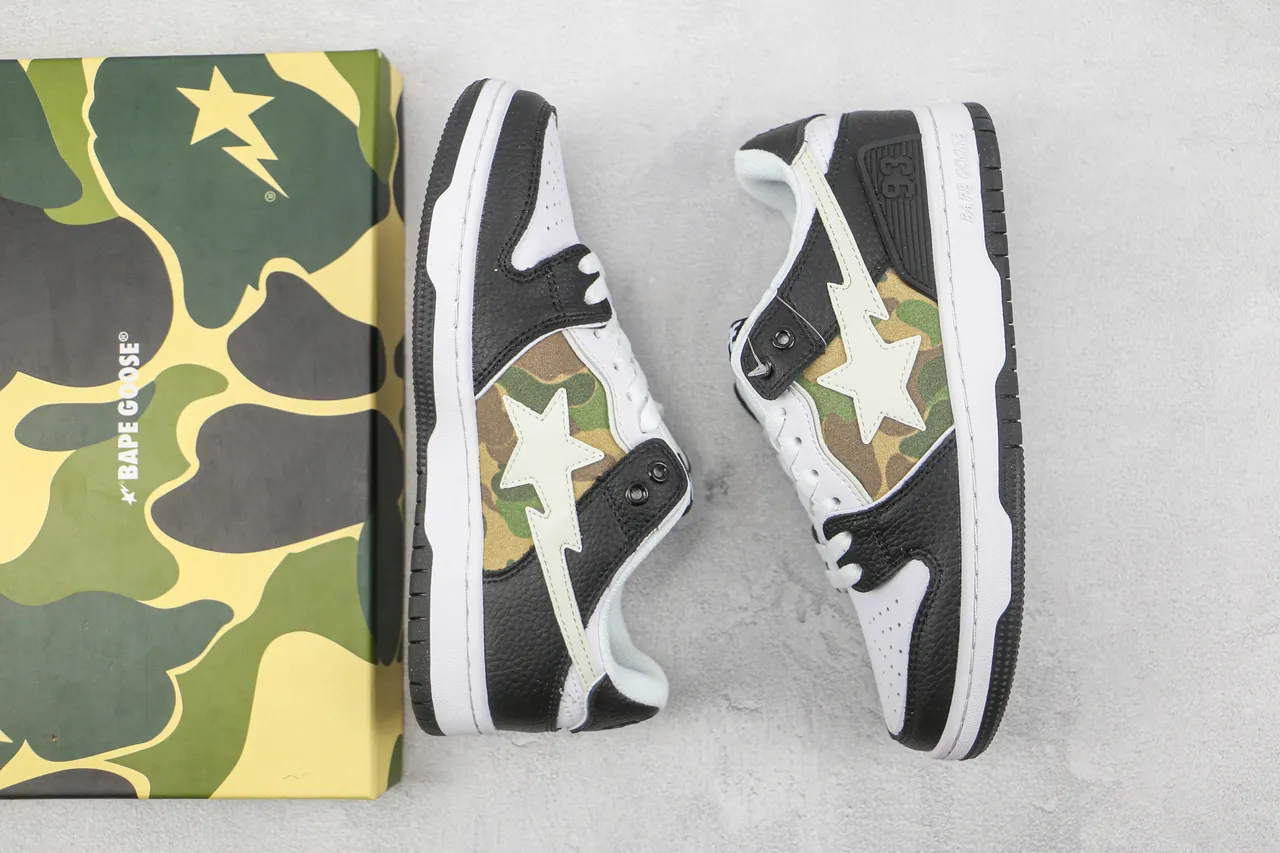 A Bathing Ape BAPE STA ABC Camo Chaussures de Skate Noir et Blanc 2