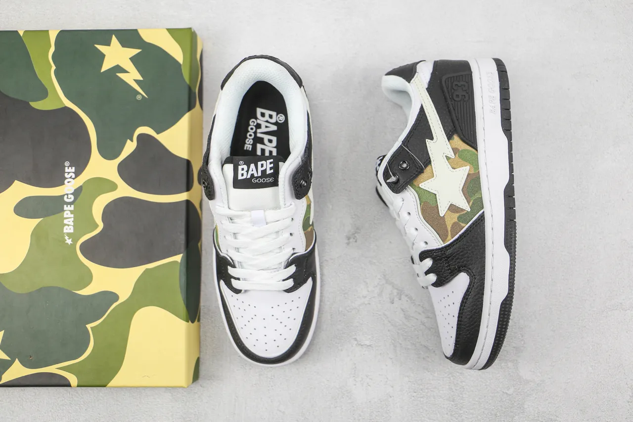 A Bathing Ape BAPE STA ABC Camo Chaussures de Skate Noir et Blanc 3