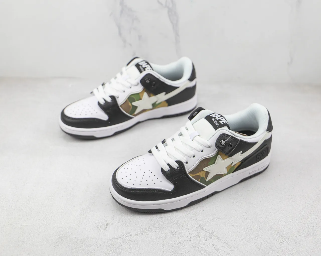 A Bathing Ape BAPE STA ABC Camo Chaussures de Skate Noir et Blanc 4