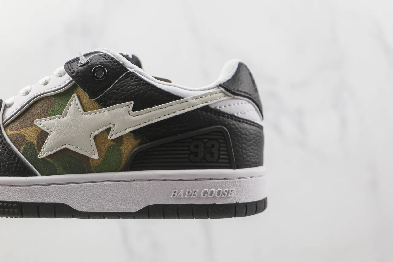 A Bathing Ape BAPE STA ABC Camo Chaussures de Skate Noir et Blanc 7