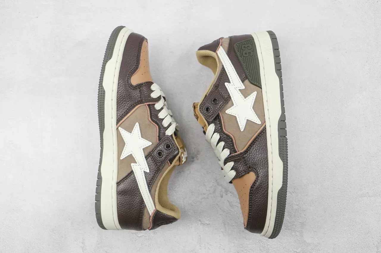 A Bathing Ape BAPE STA Brown Beige Star Logo Lifestyle Sneakers 2