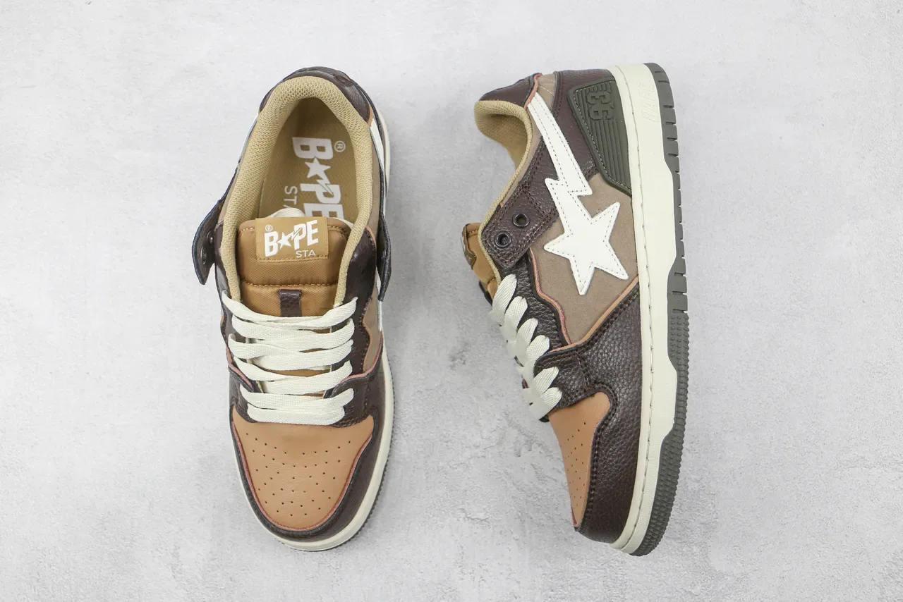 A Bathing Ape BAPE STA Brown Beige Star Logo Lifestyle Sneakers 3