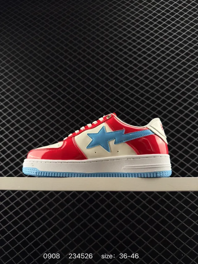 A Bathing Ape BAPE STA Rouge Blanc Bleu Sneakers Lifestyle 7