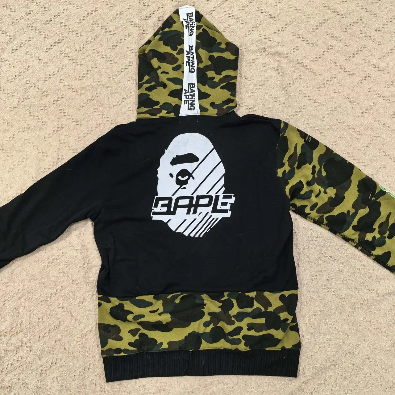 A Bathing Ape Shark Black Army Green Goggle-Mask Hood ABC Camo Sleeves Hoodie 2