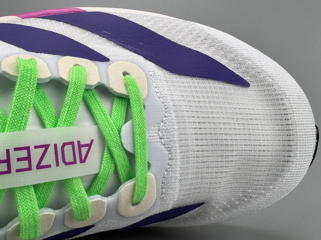 Adidas Adizero Evo 9 Branco Roxo Magenta Verde Lima Tênis de corrida 6