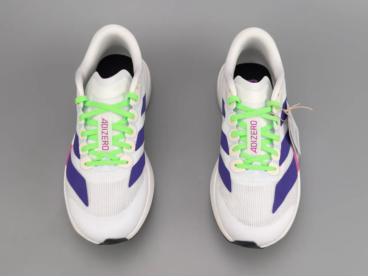 Adidas Adizero Evo 9 Branco Roxo Magenta Verde Lima Tênis de corrida 7