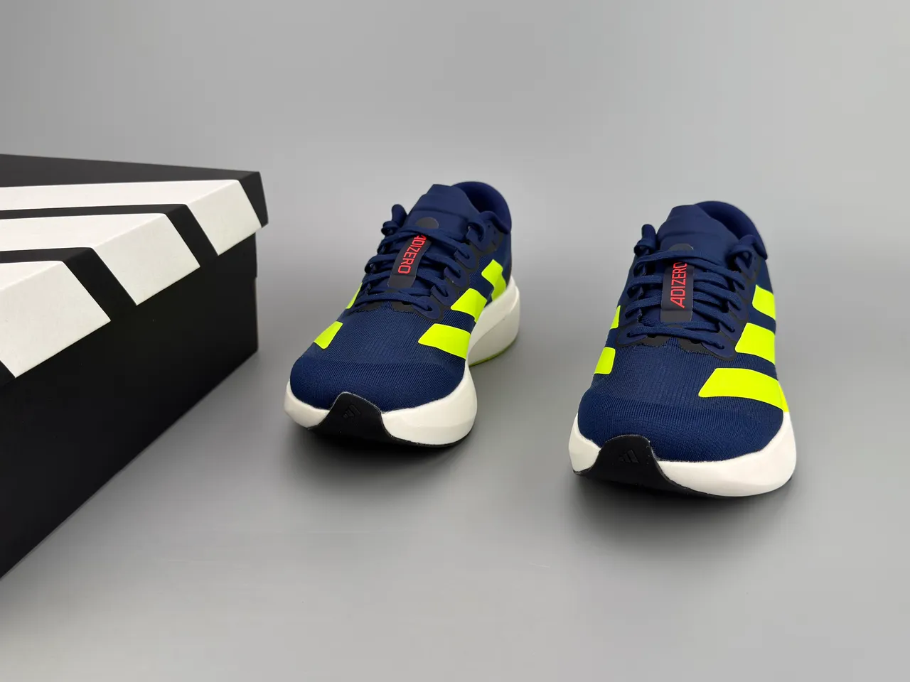 Adidas Adizero Evo SL Navy and Neon Yellow Chaussures de course 3