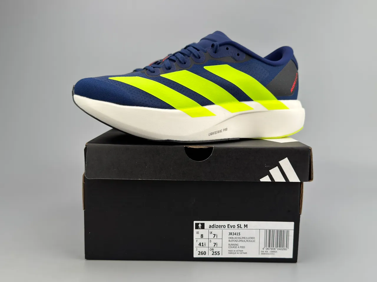 Adidas Adizero Evo SL Navy and Neon Yellow Chaussures de course 4