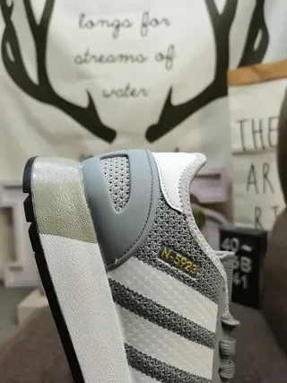 Adidas Beige Black Mesh Upper Three-Stripe Side Panel Lifestyle Sneakers 3