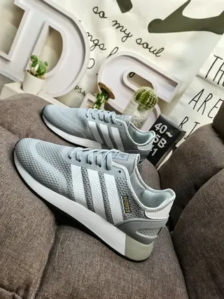 Adidas Beige Black Mesh Upper Three-Stripe Side Panel Lifestyle Sneakers 7