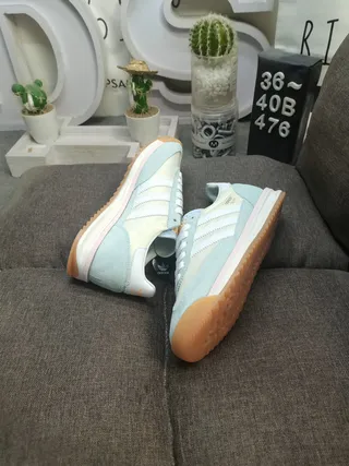 Adidas Beige Blue Retro Running Silhouette Suede And Textile Upper Lifestyle Sneakers 6