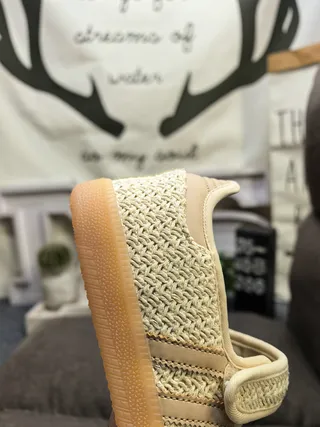 Adidas Beige Brown Laceless Mary Jane Strap Woven Textile Upper Lifestyle Sneakers 3