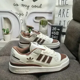 Adidas Beige Brown Low-Top Lace-Up Three-Stripe Side Panel Lifestyle Sneakers