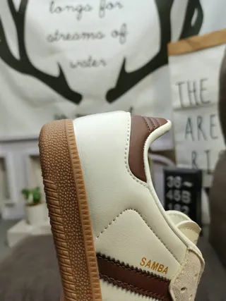 Adidas Beige Brown Low-Top Three-Stripe Lifestyle Sneakers 3