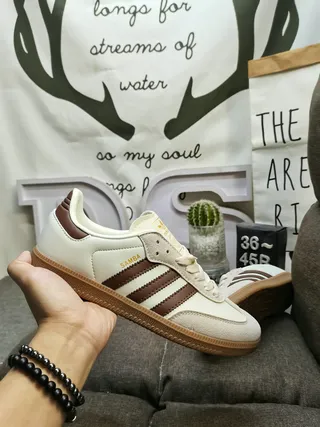 Adidas Beige Brown Low-Top Three-Stripe Lifestyle Sneakers 5