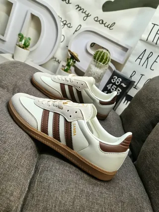 Adidas Beige Brown Low-Top Three-Stripe Lifestyle Sneakers 7