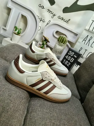 Adidas Beige Brown Low-Top Three-Stripe Lifestyle Sneakers 9