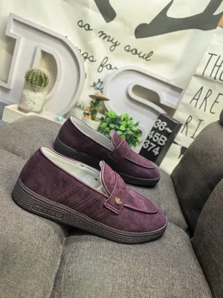 Adidas Beige Brown Suede Upper Moc-Toe Stitching Loafer 19