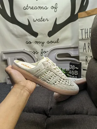 Adidas Beige Gold Perforated Upper Lace-Up Front Casual Shoes 5