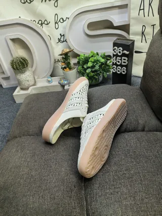 Adidas Beige Gold Perforated Upper Lace-Up Front Casual Shoes 6