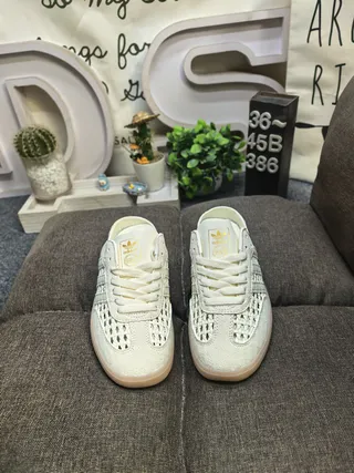 Adidas Beige Gold Perforated Upper Lace-Up Front Casual Shoes 10