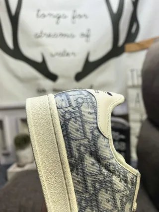 Adidas Beige Gray Shell-Toe Monogram-Print Upper Lifestyle Sneakers 3