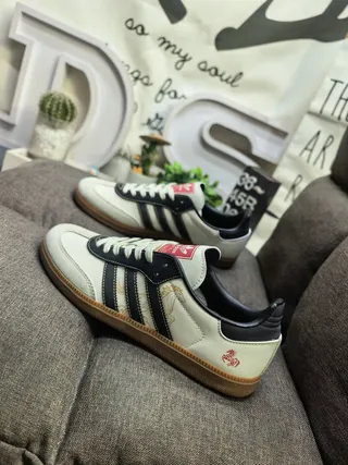 Adidas Beige Red Low-Top Cupsole Three-Stripe Side Panel Lifestyle Sneakers 7