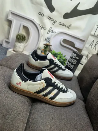 Adidas Beige Red Low-Top Cupsole Three-Stripe Side Panel Lifestyle Sneakers 9