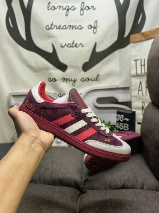 Adidas Beige Red Low-Top Cupsole Three-Stripe Side Panel Lifestyle Sneakers 15