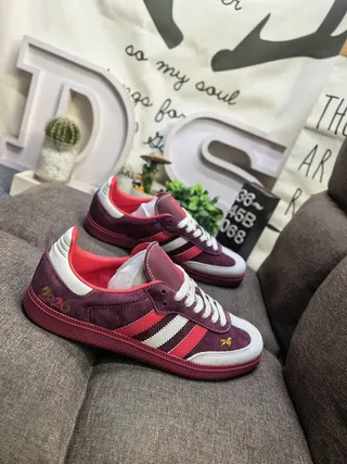 Adidas Beige Red Low-Top Cupsole Three-Stripe Side Panel Lifestyle Sneakers 19