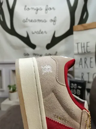 Adidas Beige Red Low-Top Suede Upper Lifestyle Sneakers 3