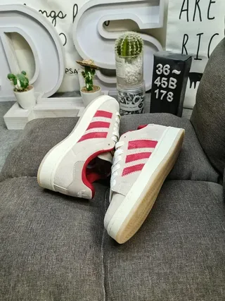 Adidas Beige Red Low-Top Suede Upper Lifestyle Sneakers 6