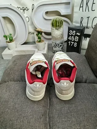 Adidas Beige Red Low-Top Suede Upper Lifestyle Sneakers 8