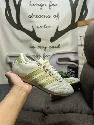 Adidas Beige Yellow Leather Upper Quilted Toe Cap Lifestyle Sneakers 5